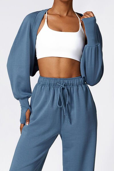 Open Front Cropped Active Cardigan