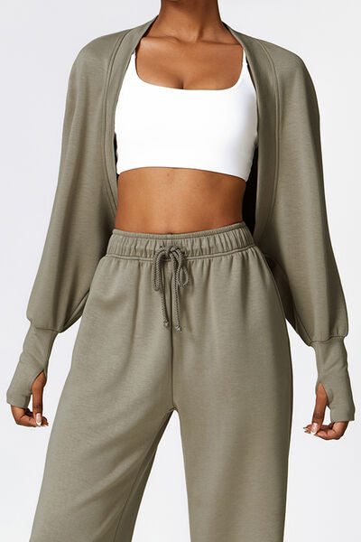 Open Front Cropped Active Cardigan